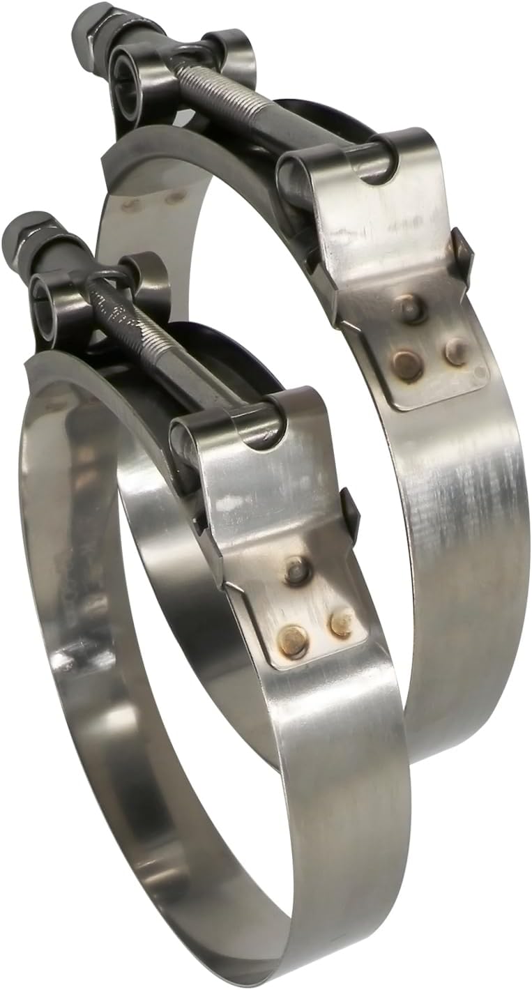 ROADFORMER 4" T Bolt Hose Clamp Stainless Steel - Working Range 108mm - 116mm for 4" I.D. Hose with 3mm - 6mm Wall Thickness, T-bolt Hose Clamps Featured to Provide Reliable Sealing Force, 2 Pack - Image 3